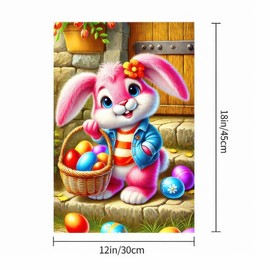 BlissYard Easter Garden Flag 12x18 inch Double Sided Cute Bunny Garden Flags Eggs Yard Flag Easter Decoration for Outside Decor Yard Porch Outdoor Banner Summer Spring Decorations