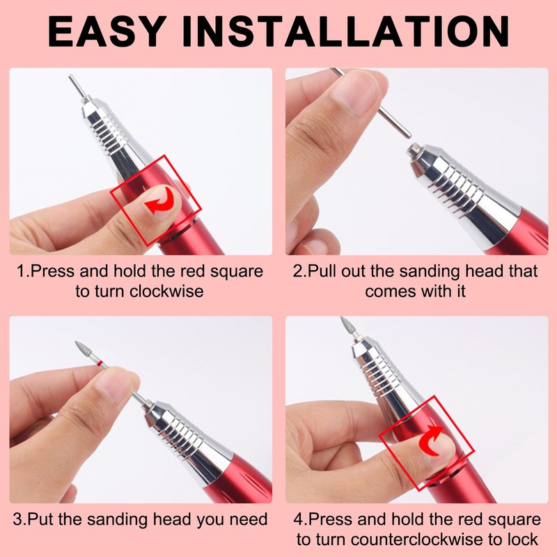 Vnjaoi Nail Drill, 3/32 Inch Diamond Acrylic Nail Drill with
