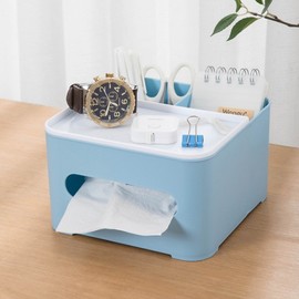 Multi desk organizer tissue case (17.5x17.5cm) (Sky)