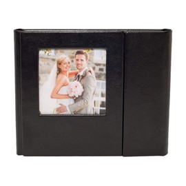 High Quality Leather USB Case / Album with USB Pocket with Window for Personal Cover Image - Ideal for Storing Wedding Photos & Digital Memories (Black)