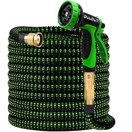 Expandable Garden Hose - 100 ft with 10 Function Nozzle Sprayer, Lightweight Flexible Water Hose with Durable Collapsible Latex Core & Solid Brass Fittings, 110ft Retractable Stretch Hose