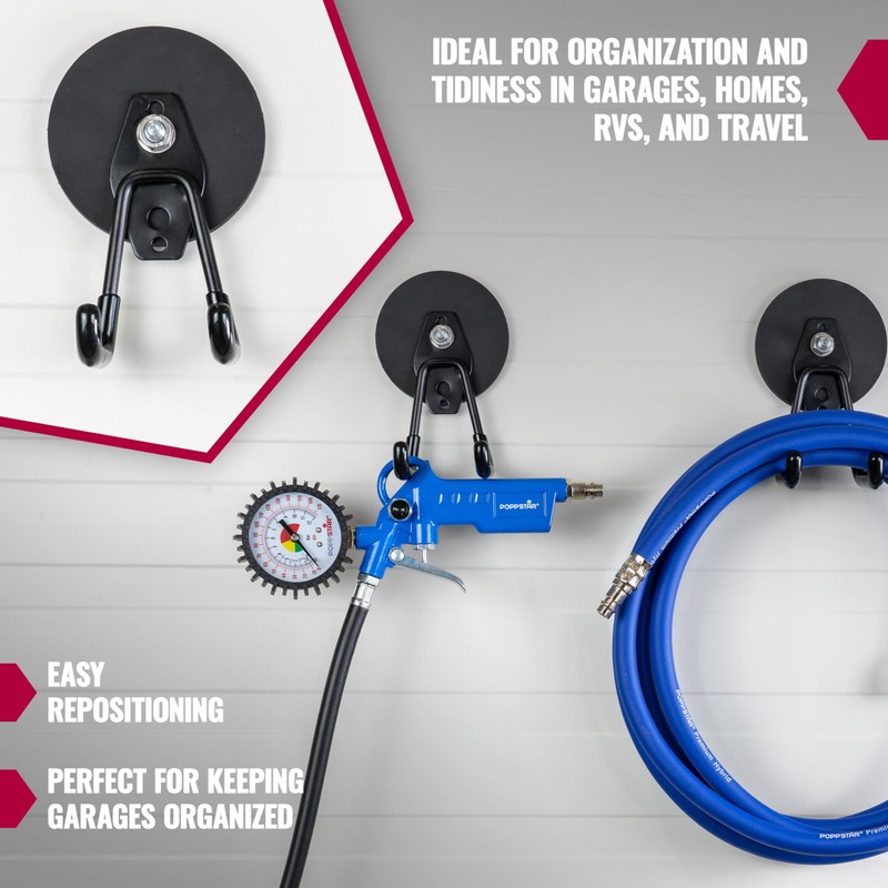 POPPSTAR 2 Magnetic Garage Hooks (Round Ø 88 mm, Pulling