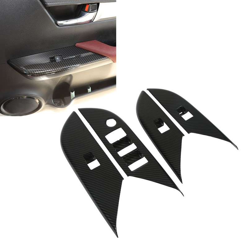 4 Pcs Door Window Control Panel Cover Carbon Fiber Style