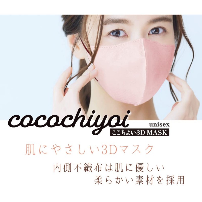 [HAPPEAST] 3D不織布マスク [20枚入] ファッションマスク 血色マスク カラーマスク 立体マスク 不織布 cocochiyoi (桜ピンク/バイカラー,