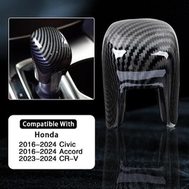 NHHEO Car Gear Shift Knob Cover Accessories for Honda Civic 2022-2024 Accord 10th Gen 2016-2024 CRV/HRV 2023 2024 Auto Interior Trim Protector Cap-Carbon Fiber Grain