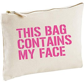 Lolmugs This Contains My Face Make-up Bag 100% Cotton, 22x16cm Secret Santa Gift, Stocking Fillers for Her Friend Wife Women