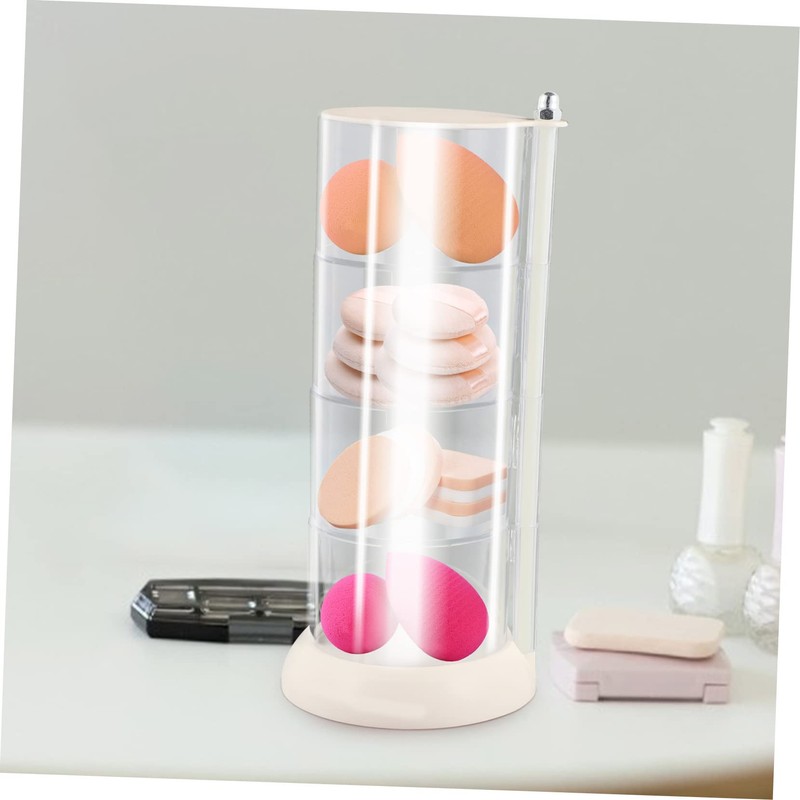 LABRIMP Cotton Swab Holder Rotatable Design Multi Makeup Organizer for
