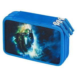 Baagl 3 Compartment Pencil Case for Boys Girls School Pencil Case for Stationery School Supplies Pencil Case Pencil Case for School, Racing car., pencil case