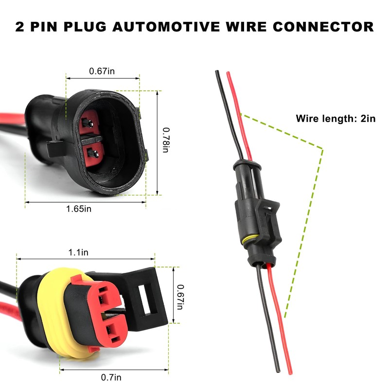 MUQIDA 5 PCS 2 Pin Way Electrical Wire Connector, Waterproof