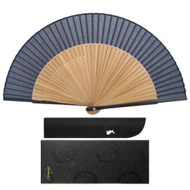 SENMAN Men's High Quality Cotton Fan, Gentleman Fan, Stylish, Popular, Black Bone Bamboo, Box Included, Rabbit Fan Bag, Gift, Father's Day, Fireworks Festival, Overseas Souvenir, Yukata, Kimono