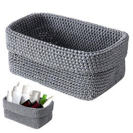 Small Storage Basket, Cotton Rope Storage Baskets, Cotton Rope Basket for Shelves, Small Storage Box Baskets for Gifts Empty, Organizer for Toy, Dog Toy, 21 x 13x 15cm