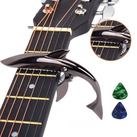 Imelod Guitar Capo for Acoustic and Electric Guitar Shark Capo Zinc Alloy with Good Hand Feeling, No Fret Buzz and Durable(Black)