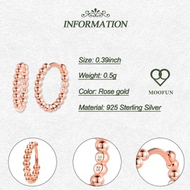 MOOFUN Small Ball Pearl Earrings Silver 925 Hoop Earrings Small 10 mm Earring Women's Earrings Hoop Earrings for Mum Best Friend Teenager Girls Sister Women Gift Birthday Gift, Sterling Silver