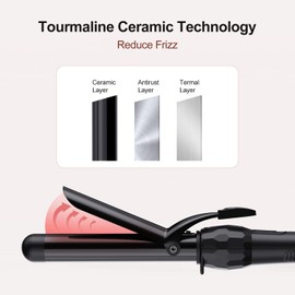 LURA 1 1/4 Inch Curling Iron, Ceramic Tourmaline Coating Barrel Hair Curler with 2 Heat Setting (320/410℉), Suitable for All Hair Types