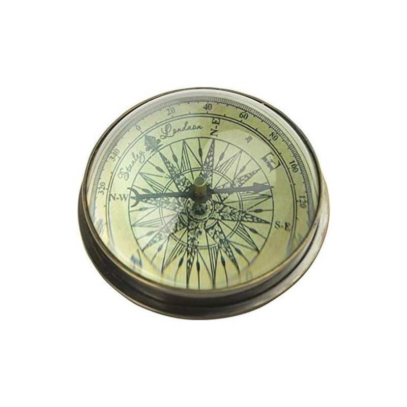 Nauticalia Domed Compass Paperweight, Brass, 3" Diameter, Tabletop Mount, Nicht