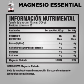 Glicinato De Magnesio 420mg Testrol Essential. 60 Cápsulas sin sabor.