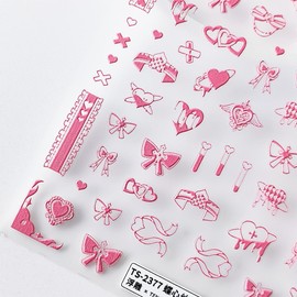 1 Sheets Pink Bow Nail Stickers for Nail Art Self Adhesive 5D Embossed Heart Nail Art Stickers Valentines Nail Decals Valentine's Day Heart Nail Design Stickers for Women Girl DIY Nail Decoration