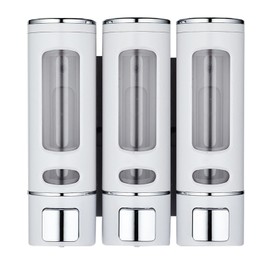 PRUTNOY 3-in-1 Shower Soap Dispenser, Silver, Wall Mount 400ml, Shower Hand Soap Dispenser, Rest Room Washroom Toilet Soap Dispenser for Bathroom, Kitchen