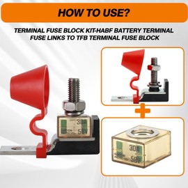 BUSSALIX 1CS&IPBF Marine Rated Battery Fuse Block Kit Ignition Protected Durable Ceramic & Transparent PES for Boat Truck RV & Automotive Terminal Fuse Block Kit(150A)