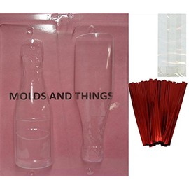 LARGE CHAMPAGNE BOTTLE Chocolate Candy Mold With Molding Instruction + 25 set of packaging Kit