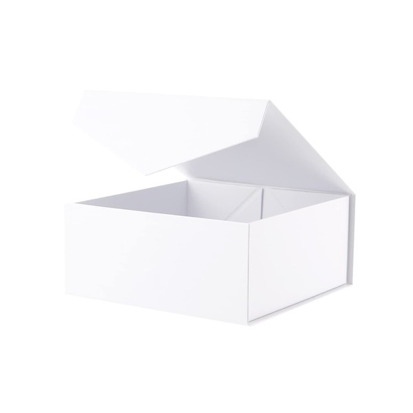 BLK&WH Gift Box 7.5x7.5x3 Inches, Gift Box with Lid, Christmas White gift Box, Bridesmaid Proposal Box, Collapsible Gift Box with Magnetic Lid (Matte White)