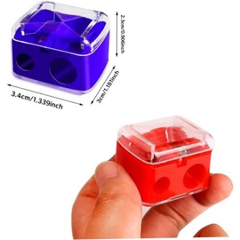 XINYUICEAN Sacapuntas Doble Orificio con Contenedor, 4 Pcs Sacapuntas Doble para Cosméticos, Sacapuntas De Maquillaje Sacapuntas Delineador de Ojos de Doble Orificio con Tapa Sacapuntas de Lápiz (B)