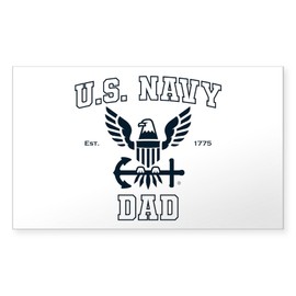 CafePress U.S. Navy Dad Blue and White Rectangle Bumper Sticker Car Decal