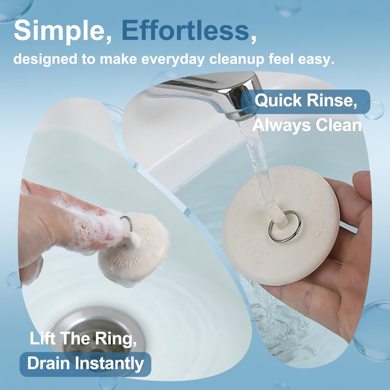 6 Packs Drain Stopper Set with Pull Ring, Jamini Rubber