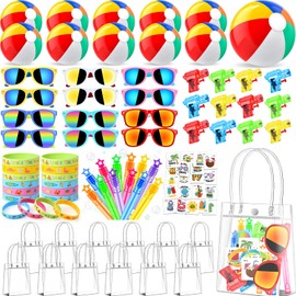 Golray 92 PCS Pool Party Favors for Kids – Beach Toys Set with Sunglasses, Water Guns, Bubble Wands, Balls, Stickers, Wristband – Bulk Summer Decorations for Birthday Gifts and Luau Events