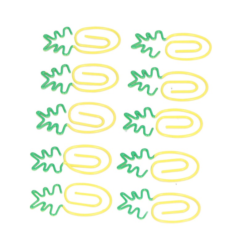 100pcs Metallic Paper Clips Green Yellow Ananas Shape Electroplating Process
