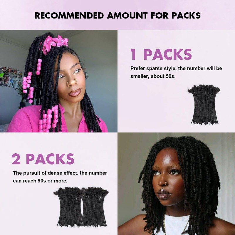 Vecago 6 inch 50 Strands Loc Extensions Human Hair, 0.4cm