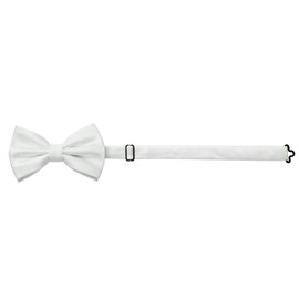 MASADA Men's Bow Tie Silk Look Fully Adjustable Handmade Hook Closure 12 x 6 cm 100% Polyester, White