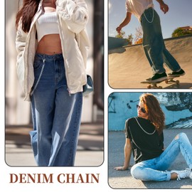 Waist Chain, Heavy Duty Wallet Chain Jean Chain for Men Trouser Chain Belt for Women Waist Belt Punk Keychain Silver Cowgirl Accessories Hip Hop Keyholder For Pants Trucker Biker Motorcycle