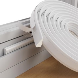 ESUFEIR 2pcs×196" Wedge Window Weather Stripping Door Gap Filler,Adhesive Window Insulation for Winter Door Seal Strip,Soundproof Foam Tape for Frame,White