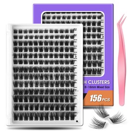 Madam Fifi Fluffy Lash Clusters, 156 Lightweight Clusters Individual lashes, 8-16mm Individual Lashes DIY Cluster Lashes Extension Soft Comfortable False Eyelashes (Volume-Mixed)