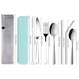 Stainless Steel Travel Cutlery Set with Case Camping Flatware