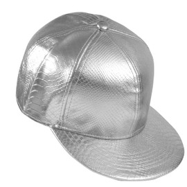 Eigso Unisex Metallic Baseball Hats for Men Women Snapback Flat Brim Baseball Hats Adjustable, silver