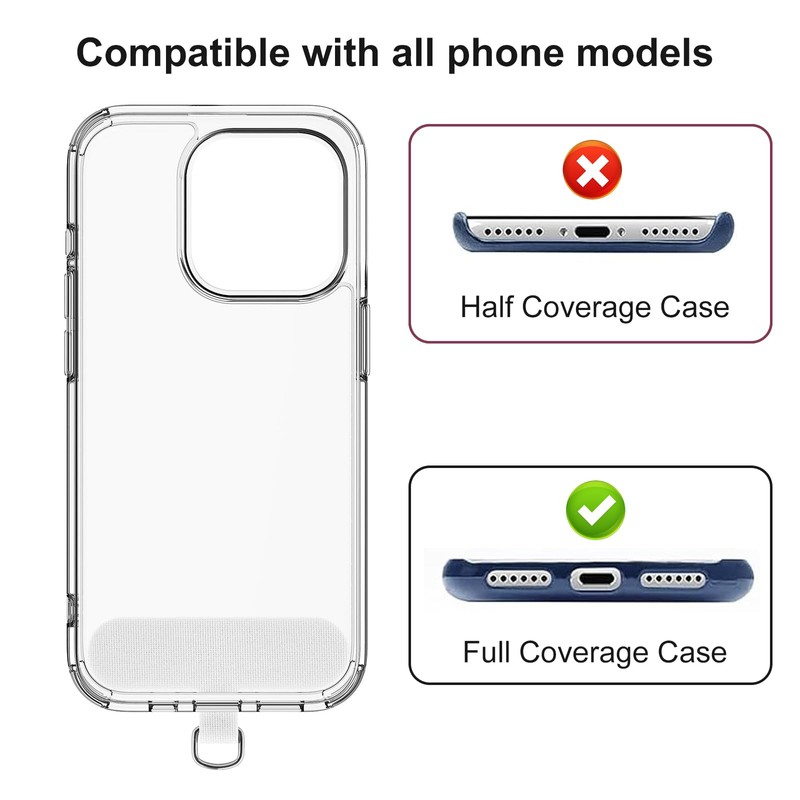 WOOZ Phone Lanyard Strap with 2 Tether Tab, Adjustable Nylon