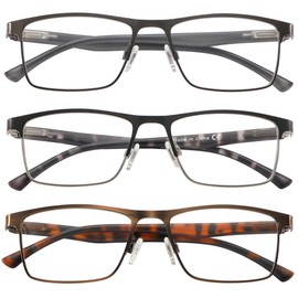 acavefox 3 Pack Blue Light Blocking Anti UV Reading Glasses Men Rectangle