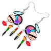 OUSIO Acrylic Novelty Eye Shadow Plate Earrings Cartoon Makeup Brush
