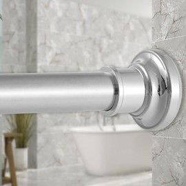 Haryaers Silver Long Curtain RodTension Shower Curtain Rods 30 to100 inch Adjustable Spring Heavy Duty Rods for Bathroom Windows Outdoor No Drill No Slip Stainless Steel