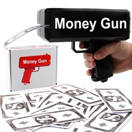 SWANFIRE Pistola de Billetes, Pistola Pulverizadora de Juguete, Super Gun con Billetes de 100 Piezas dolares, Juguetes Novedosos y de Broma, Suministros de Fiesta (Negro)