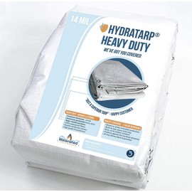 HydraTarp 10ft X 12ft Heavy Duty Waterproof Tarp - 14mil Thick - White/Brown Reversible Tarp