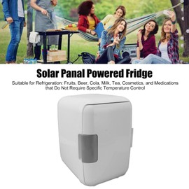 Portable Mini Fridge, 50W Monocrystalline Solar Panel DC18V Solar Powered Car Refrigerator, Fast Cooling Compact Freezer with Battery Box Connector Cable for Camping Outdoor
