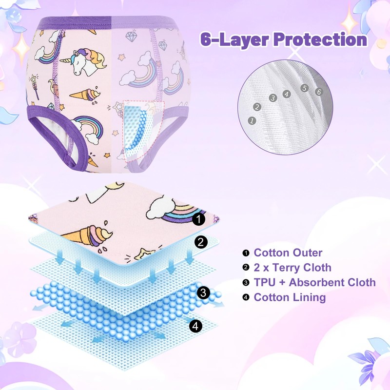 MooMoo Baby Cotton Potty Training Underwear 4 Packs Absorbent Training