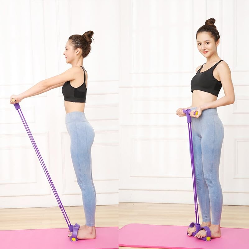 Versatile Fitness Resistance Bands with Foot Pedals - Multi-Functional Exercise