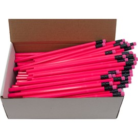 Alpne Glow Products Hex Pencils (Full Size Hex Pencil with #2 Lead Available in a Variety of Colors) (Tested Non Toxic) (Latex Free Eraser) (Classroom Pencils) (Bulk Box of 144) (Neon Pink)