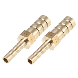 X AUTOHAUX 2 Pcs 8mm-4mm Straight Shaped Hose Barb Brass Hose Fitting Connector