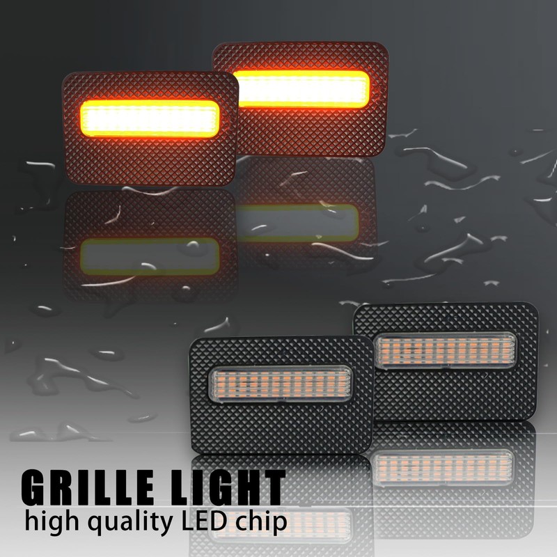 ZDEERAOTO 4pc Smoked Housing Amber LED Front Grille Lights DRL