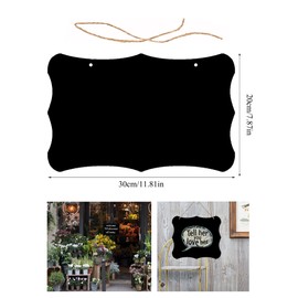 OHYER Small Hanging Chalkboard Message Board Sign Double-Sided Erasable Hanging Blackboard Signs with Jute String for Menu Sign Birthday Bar Buffet Wedding Kitchen Wall (30 x 20 cm)